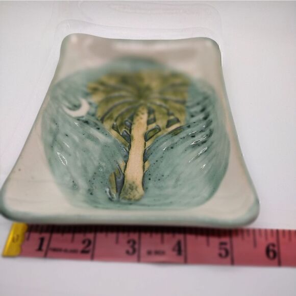 Studio Art Pottery Palmetto Tree Crescent Moon Dish - Picture 2 of 4